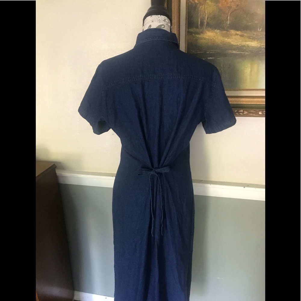Jane Ashley Denim Ruffle Front Collard Dress PL - Picture 5 of 7